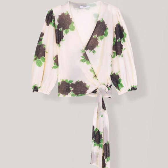 Ganni tilden mesh wrap top vanilla ice - Picture 2 of 3